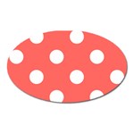 Polka Dots - White on Pastel Red Magnet (Oval)