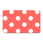 Polka Dots - White on Pastel Red Magnet (Rectangular)