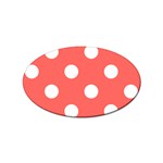 Polka Dots - White on Pastel Red Sticker Oval (100 pack)