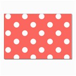 Polka Dots - White on Pastel Red Postcard 5  x 7 