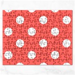 Polka Dots - White on Pastel Red Jigsaw Puzzle (Rectangular)
