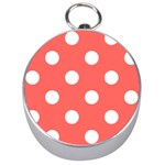 Polka Dots - White on Pastel Red Silver Compass