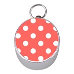 Polka Dots - White on Pastel Red Silver Compass (Mini)