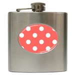 Polka Dots - White on Pastel Red Hip Flask (6 oz)