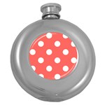 Polka Dots - White on Pastel Red Hip Flask (5 oz)