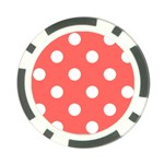 Polka Dots - White on Pastel Red Poker Chip Card Guard