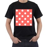 Polka Dots - White on Pastel Red Men s T-Shirt (Black)