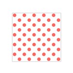 Polka Dots - Pastel Red on White Satin Bandana Scarf