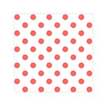 Polka Dots - Pastel Red on White Small Satin Scarf  (Square)