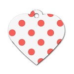Polka Dots - Pastel Red on White Dog Tag Heart (Two Sides)