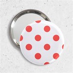 Polka Dots - Pastel Red on White 2.25  Handbag Mirror