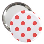 Polka Dots - Pastel Red on White 3  Handbag Mirror