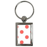 Polka Dots - Pastel Red on White Key Chain (Rectangle)