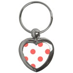 Polka Dots - Pastel Red on White Key Chain (Heart)