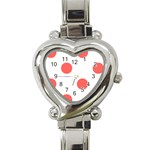 Polka Dots - Pastel Red on White Heart Italian Charm Watch
