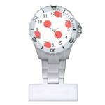 Polka Dots - Pastel Red on White Nurses Watch