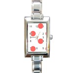 Polka Dots - Pastel Red on White Rectangle Italian Charm Watch