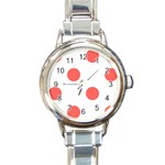 Polka Dots - Pastel Red on White Round Italian Charm Watch