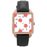 Polka Dots - Pastel Red on White Rose Gold Leather Watch