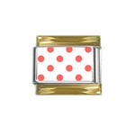 Polka Dots - Pastel Red on White Gold Trim Italian Charm (9mm)