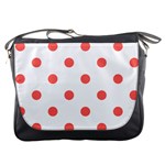 Polka Dots - Pastel Red on White Messenger Bag