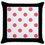 Polka Dots - Pastel Red on White Throw Pillow Case (Black)