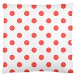 Polka Dots - Pastel Red on White Large Flano Cushion Case (Two Sides)