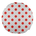 Polka Dots - Pastel Red on White Large 18  Premium Round Cushion