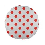 Polka Dots - Pastel Red on White Standard 15  Premium Round Cushion