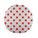 Polka Dots - Pastel Red on White Standard 15  Premium Flano Round Cushion