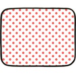 Polka Dots - Pastel Red on White Double Sided Fleece Blanket (Mini)