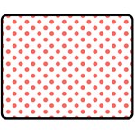 Polka Dots - Pastel Red on White Double Sided Fleece Blanket (Medium) (Two Sides)