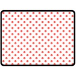 Polka Dots - Pastel Red on White Double Sided Fleece Blanket (Large) (Two Sides)