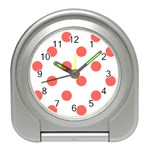 Polka Dots - Pastel Red on White Desk Alarm Clock