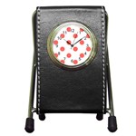 Polka Dots - Pastel Red on White Pen Holder Desk Clock
