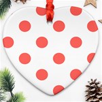 Polka Dots - Pastel Red on White Heart Ornament (Two Sides)