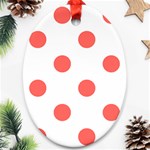Polka Dots - Pastel Red on White Ornament (Oval)