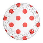 Polka Dots - Pastel Red on White Ornament (Round Filigree)
