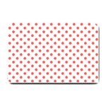 Polka Dots - Pastel Red on White Small Doormat
