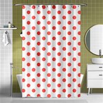 Polka Dots - Pastel Red on White Shower Curtain 48  x 72  (Small)