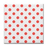 Polka Dots - Pastel Red on White Face Towel