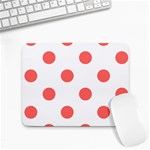 Polka Dots - Pastel Red on White Small Mousepad