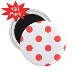Polka Dots - Pastel Red on White 2.25  Magnet (100 pack)