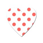 Polka Dots - Pastel Red on White Magnet (Heart)
