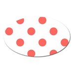 Polka Dots - Pastel Red on White Magnet (Oval)