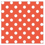 Polka Dots - White on Tomato Red Large Satin Scarf (Square)