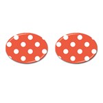 Polka Dots - White on Tomato Red Cufflinks (Oval)