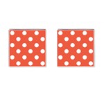 Polka Dots - White on Tomato Red Cufflinks (Square)