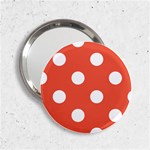 Polka Dots - White on Tomato Red 2.25  Handbag Mirror