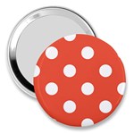 Polka Dots - White on Tomato Red 3  Handbag Mirror